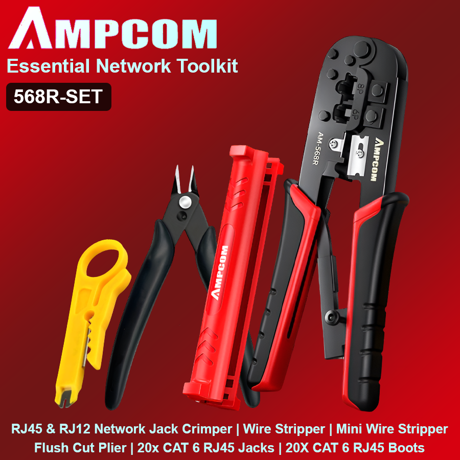 Network Tool Kit with Crimper, Wire Stripper & Plier