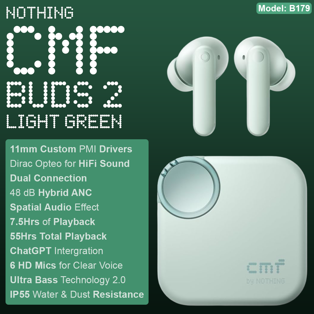 Nothing CMF Buds 2 ANC Wireless Earbuds - Light Green (B179)
