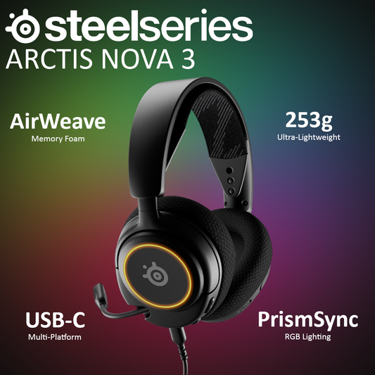 SteelSeries Arctis Nova 3 Multi-Platform RGB Wired Headphones