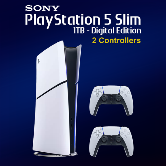 Sony PlayStation 5 Slim 1TB Console (Digital Edition) with 2 Controllers