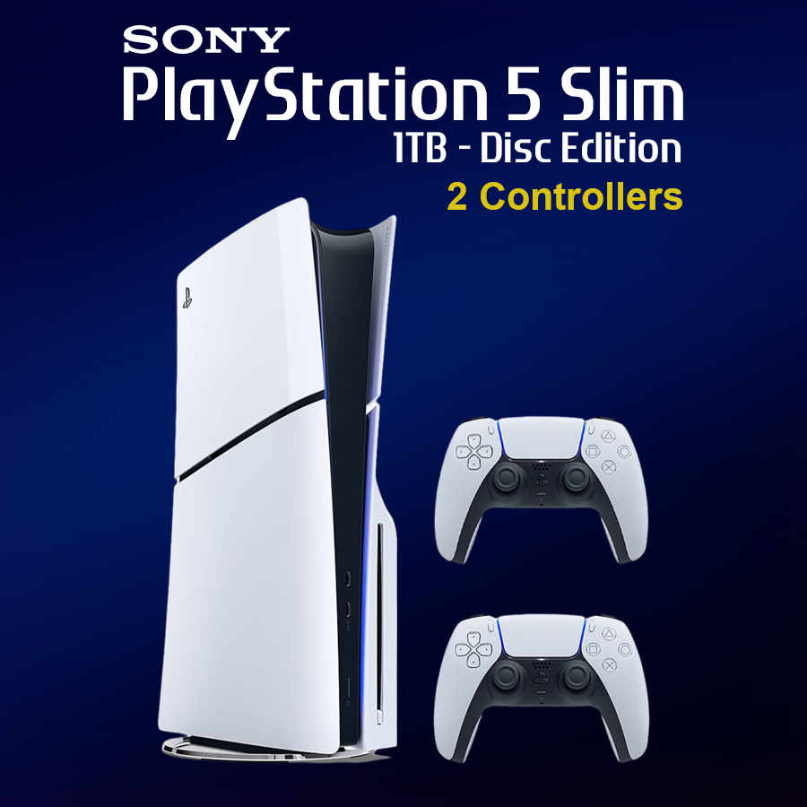 Sony PlayStation 5 Slim 1TB Console (Disc Edition) with 2 Controllers