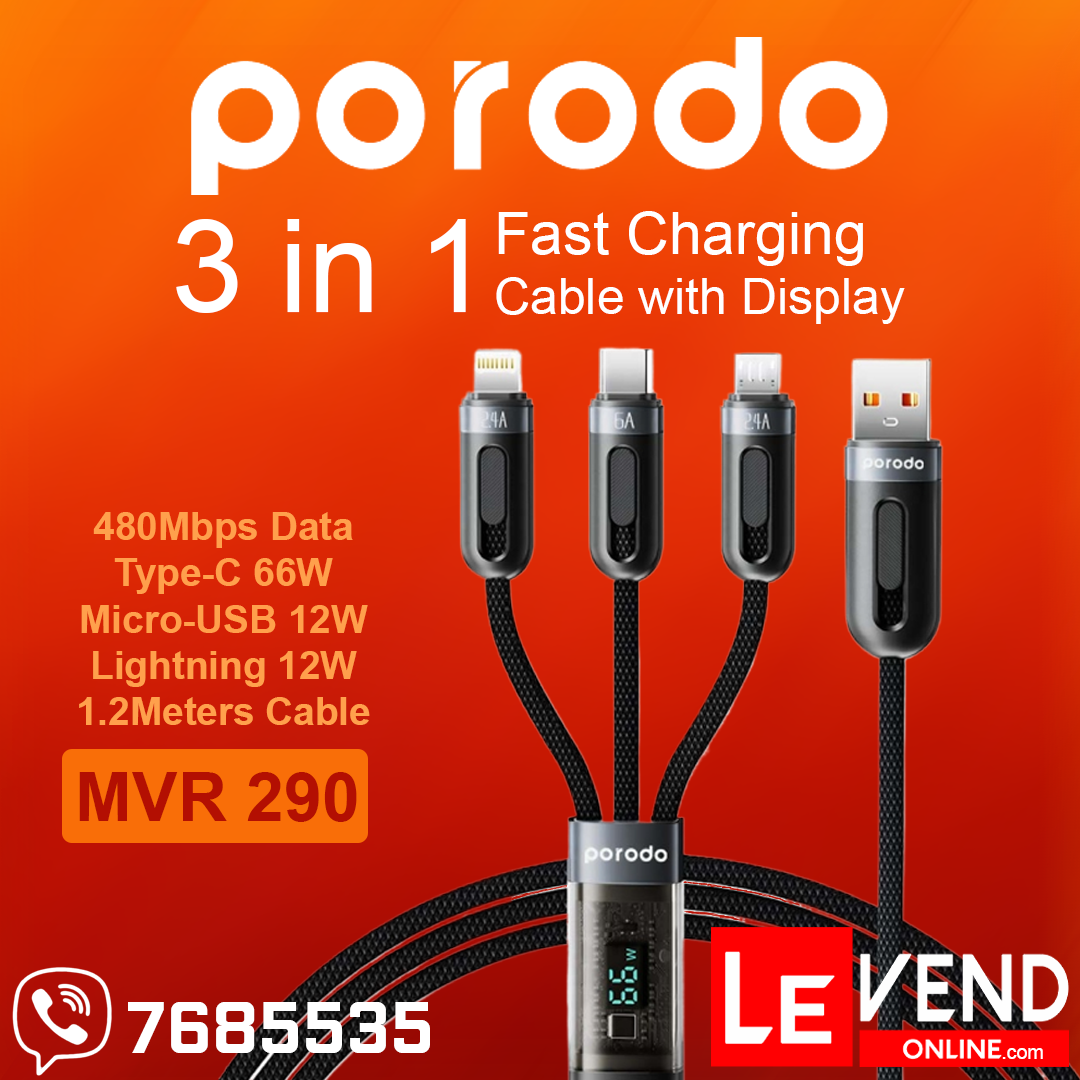 Porodo Multi Connector USB A Fast Charging Display Cable - 1.2M