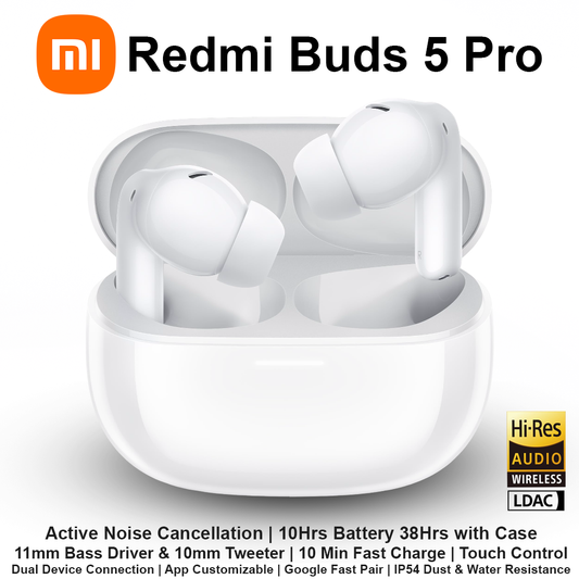 MI Redmi Buds 5 Pro ANC Wireless Earbuds - White