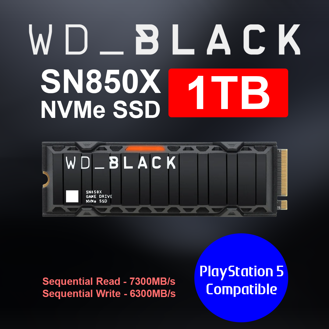 WD Black SN850X 1TB NVMe SSD with Heatsink