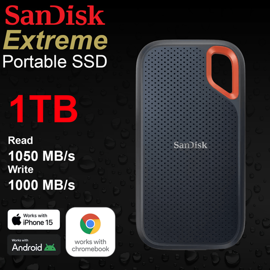 SanDisk Extreme 1TB Portable SSD Drive - 1050Mbps