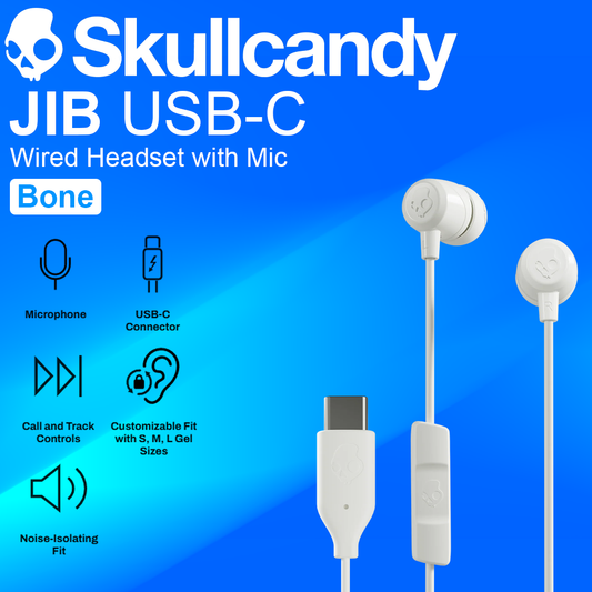 Skullcandy JIB USB C Wired Headset with Mic - Bone
