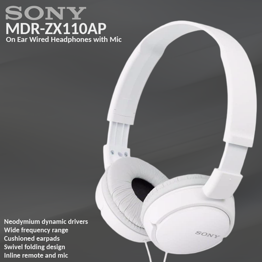 Sony ZX Series Wired On-Ear Headphones with Mic - MDR-ZX110AP