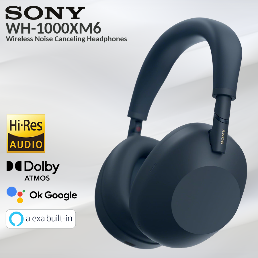 Sony WH-1000XM6 Wireless Noise Cancelling Headphones - Midnight Blue