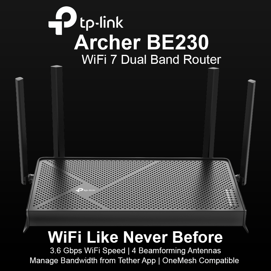 TP Link BE3600 Dual Band Gigabit WiFi 7 Router - Archer BE230