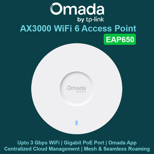 TP Link Omada AX3000 Ceiling Mount WiFi 6 Access Point - EAP650