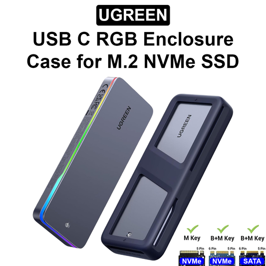 USB C RGB Enclosure Case for M.2 NVMe SSD - 25665
