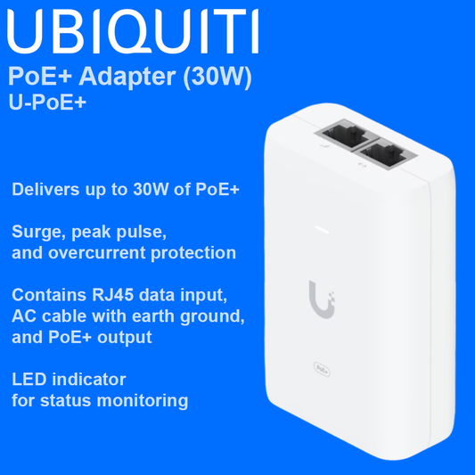 Ubiquiti 48V 30W PoE+ Adapter - U-POE+-EU