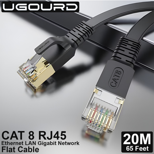 CAT 8 LAN RJ45 Flat Network Cable - 20M - Black