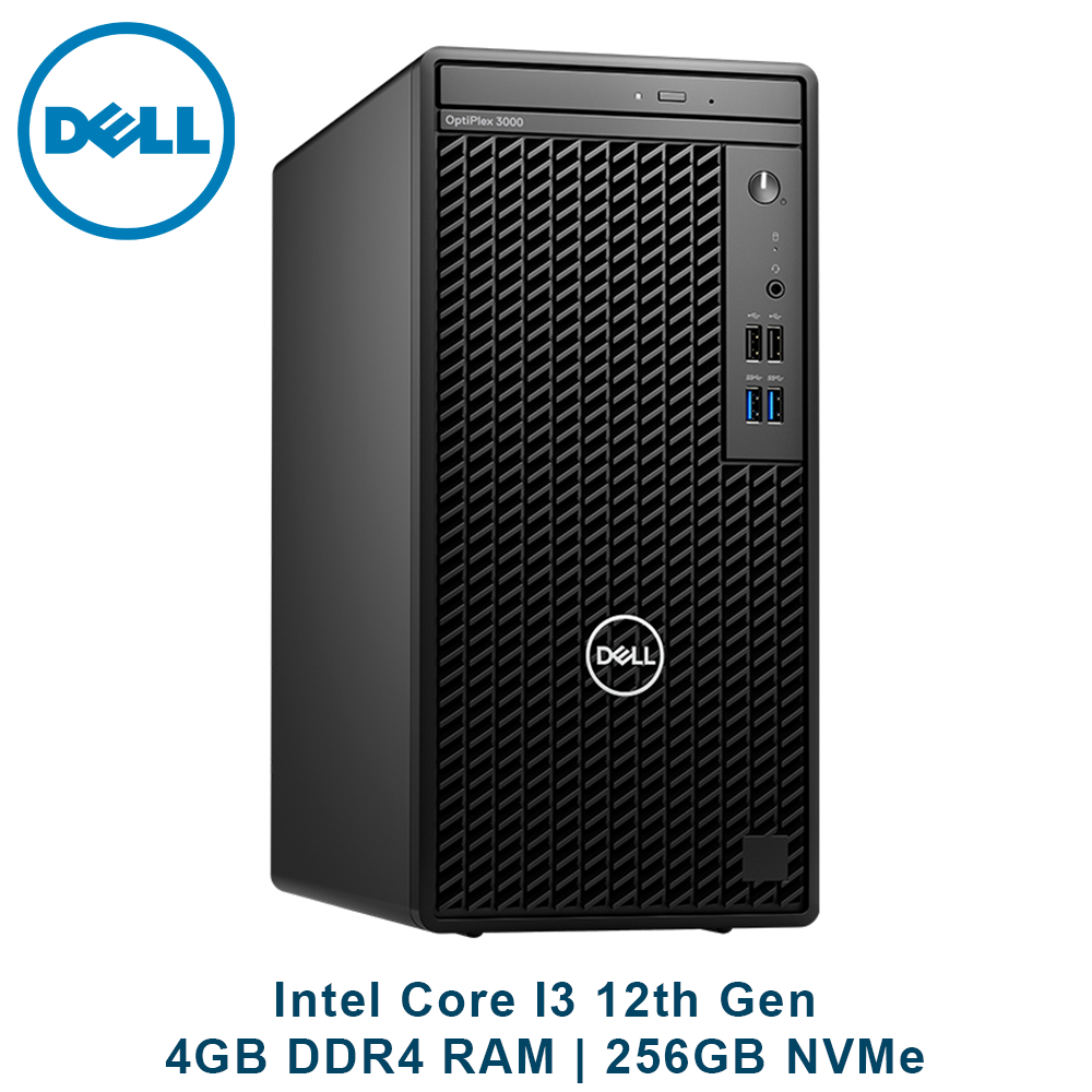 Dell OptiPlex 3000 MT (i3 12th, 4GB RAM, 256GB SSD) Desktop CPU