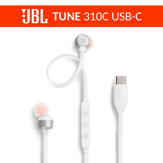 JBL Tune 310C USB-C | Wired Hi-Res In-Ear Headphones - White