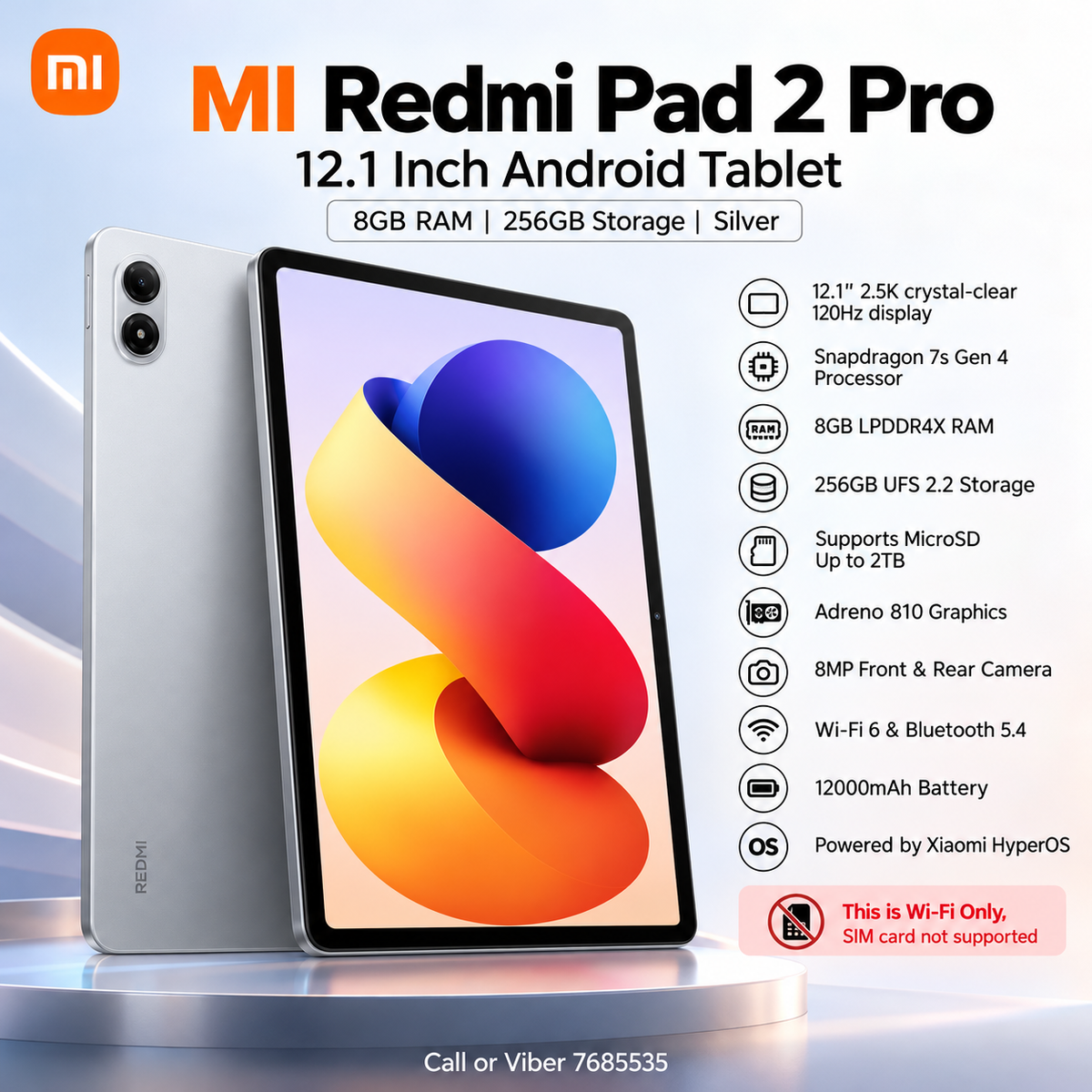 MI Redmi Pad 2 Pro | 12.1 Inch Android Tablet - 8GB RAM | 256GB Storage - Silver