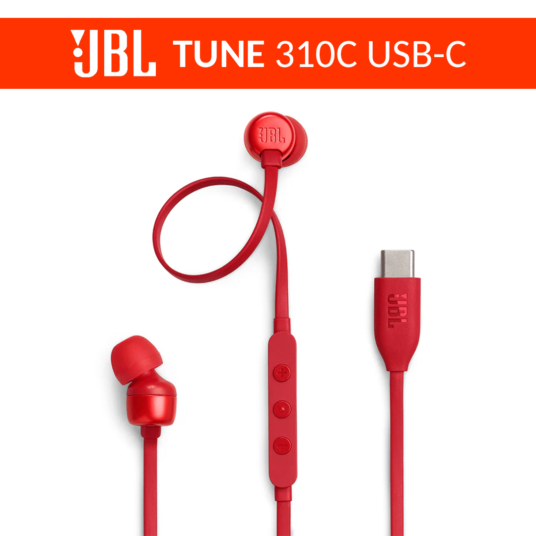 JBL Tune 310C USB-C | Wired Hi-Res In-Ear Headphones - Red