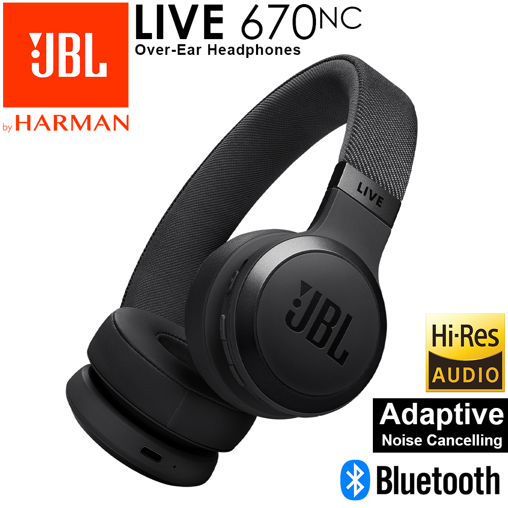 JBL Live 670NC | Adaptive Noise Cancelling Wireless On-Ear Headphone - Black