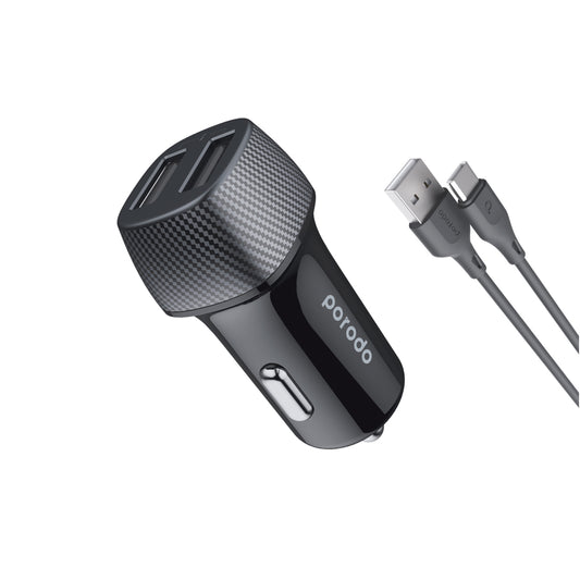 Porodo Car Charger Dual Port With Type-C Cable