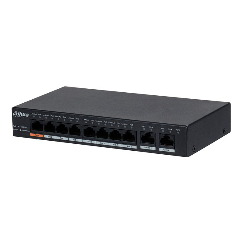 Dahua 10 Port (8 POE) Gigabit Network Switch - PFS3010-8GT-96