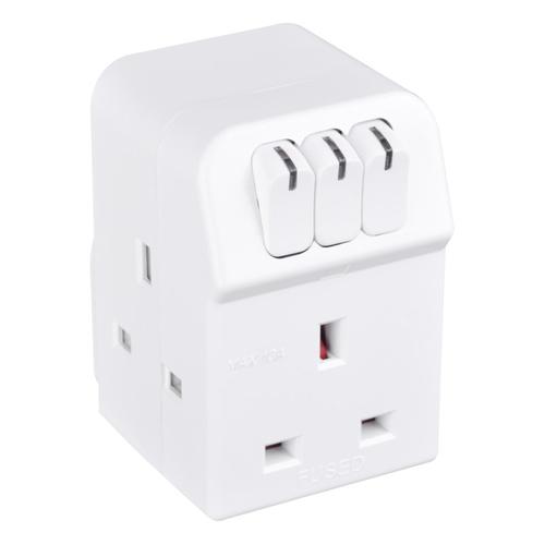 3 Socket Power Extension Adapter with Switch