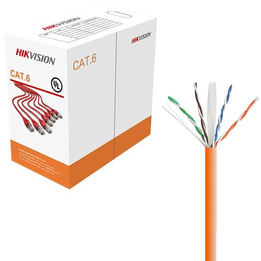 Hikvision CAT 6 4 Pair UTP Network Cable Roll 305M - Orange - DS-1LN6U-SC0